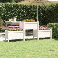 Planter White 178.5x44x75 cm Solid Wood Pine Vidaxl