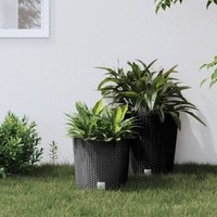 Planter with Removable Inner Anthracite 15 / 15.3 L PP Rattan vidaXL