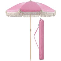 Portable Tassel Parasol with Tilt - Pink Stripes