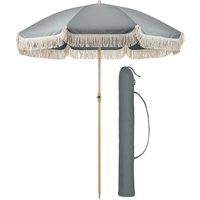Portable Tassel Parasol with Tilt - Grey Plain
