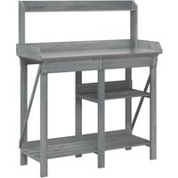 Potting Bench with Shelves Grey Solid Wood Fir Vidaxl