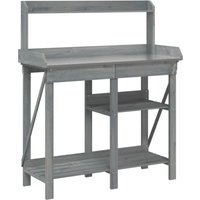 Potting Bench with Shelves Grey Solid Wood Fir CFW253913