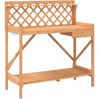 Potting Bench with Trellis Brown Solid Wood Fir Vidaxl