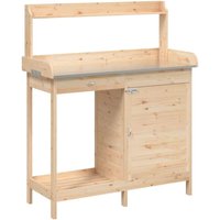 Potting Table with Cabinet 110.5x45x124.5 cm Solid Wood Fir vidaXL