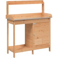 Potting Table with Cabinet Brown 110.5x45x124.5 cm Solid Wood Fir vidaXL