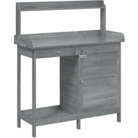 Vidaxl - Potting Table with Cabinet Grey 110.5x45x124.5 cm Solid Wood Fir