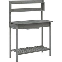 Vidaxl - Potting Table with Sink Grey 147.5x44x139.5 cm Solid Wood Fir
