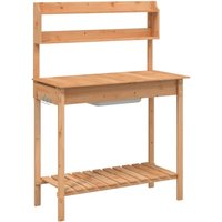 Potting Table with Sink Brown 147.5x44x139.5 cm Solid Wood Fir Vidaxl