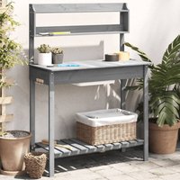Potting Table with Sink Grey 147.5x44x139.5 cm Solid Wood Fir VSVS4852765