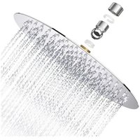 Powerful Shower Head, 8" Round Shower Head AISI304 Stainless Steel, 20x20cm Fine Rain Shower, Waterproof Fixed Shower Head