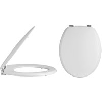Milano Richmond - Traditional White Effect Toilet Seat with Bevelled Lid and Chrome Hinges - 370mm x 440mm