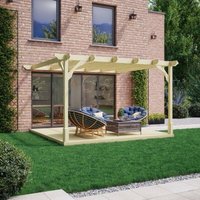 Rutland County Garden Furniture Ltd - Premium Wall Mounted Pergola and Decking Kit - Wood - L420 x W420 x H270 cm - Light Green