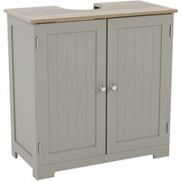 Home Discount - Priano 2 Door Under Sink Cabinet Bathroom Cupboard Storage Unit, Grey-&-Oak
