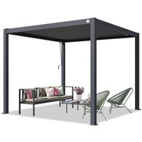 PRIMEYARD Pergola 3x3 m aluminium posts with louvered steel roof anthracite canopy