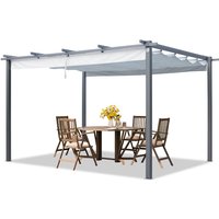 PRIMEYARD Pergola 3x4 m canopy with grey retractable roof steel frame