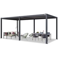 PRIMEYARD Pergola 3x6 m aluminium posts with louvered steel roof anthracite canopy