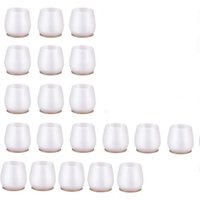 Protege 20PCS Chair Leg Protectors Cap Protective Cover Transparent Round Noise Reduction XS Fit
