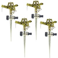 Tlily - Pulsating Sprinklers with Brass Nozzle Heavy Duty Water Sprinkler Head Base, ForArea Lawn Patio Garden 4 Pc