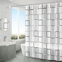Quick-Drying Shower Curtain, Machine Washable Waterproof Polyester Fabric, Semi-Transparent Bathroom Curtains with 12 Hooks 200 x 200cm White