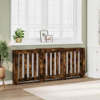 Radiator Cover Smoked Oak 205x21.5x83.5 cm Engineered Wood Vidaxl