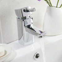 Hydros - Rae Basin Mixer Tap With Bath Filler Tap Option Bathroom Chrome Square Style, With bath filler