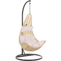 Beliani - Boho Wicker Hanging Egg Chair with Stand Swing Seat Beige pe Rattan Atri ii
