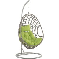 Beliani - Rattan Hanging Egg Chair with Stand Swing Green Cushion pe Wicker Beige Arpino