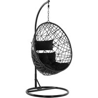 Beliani - Wicker Hanging Egg Chair with Stand Swing Seat Black pe Rattan Alatri