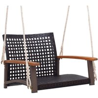 Costway - Rattan Porch Swing Outdoor Patio Wicker Single Hanging Seat for 1 person
