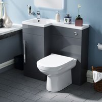 Raven lh 900mm Vanity Basin Unit, wc Unit & Elso Back to Wall Toilet Grey