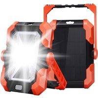 Rechargeable LED Floodlight, USB Solar Charging Construction Site Light Work Lamp Portable Lantern with 4 SOS Modes, 360° Rotation, Adjustable and