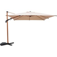Offset parasol ETRETAT rectangular beige 3x4m, wood effect pole