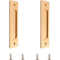 Tinor - Rectangular Sliding Door Handle, Aluminum Recessed Sliding Door Handle with Mounting Screws, Suitable for Sliding Doors (Matte Gold, 2pcs)