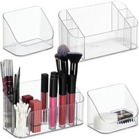 Relaxdays - 2x Cosmetics Organiser, Beauty Storage for Make Up, Brushes, Container, 10.5 x 20.5 x 9.5 cm, Plastic, Clear