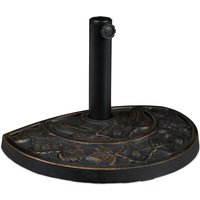 Relaxdays half garden parasol base, weatherproof, heavy, for 38 mm pole, BxD: 50 x 32 cm, brown