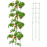 Relaxdays Climbing Aid Set of 2, Metal and Plastic, 150 cm, 3 Adjustable Rings, Trellis Frame Vines Garden Plants, Green
