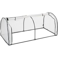 Relaxdays Cold Frame, PE film and Iron, Door with Zip, Vegetables Growing, Raised Bed Cover, HWD: 80 x 100 x 200 cm, Clear