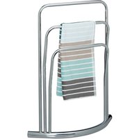 Relaxdays - curvy Towel Rack with 3 Towel Rails, Size: 85 x 66 x 20 cm Free-Standing Towel Rack Towel Holder made of Metal in Stainless Steel Look as