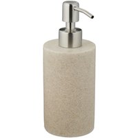 2 x soap dispenser, 180 ml, refillable, bathroom, kitchen, liquid soap dispenser, polyresin, stainless steel pump, sand