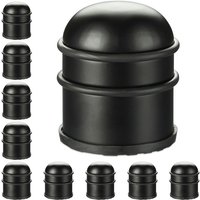 Relaxdays 10x Door Stoppers, for Doors & Windows, Stainless Steel & Rubber, High & Round, Indoor, HxØ: 8.5 x 7 cm, Black