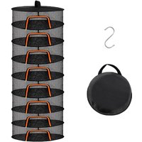 Relaxdays Foldable Drying Net, 8-Tier Hanging Dryer for Herbs, Fruit & Vegetables, Orange/Black