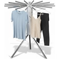 Relaxdays folding clothes horse, 16 drying rods, HxD: 121 x 112 cm, rotary clothes dryer, metal & plastic, white/silver