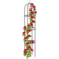 Relaxdays Garden Obelisk, 190 cm Tall, Support for Climbing Plants, Metal, Free-Standing, Rose Cage, Black