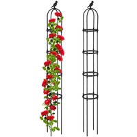 Relaxdays Garden Obelisk, Set of 2, H x D: 188 x 24 cm, Climbing Plants Support, Metal, Free-Standing, Rose Cage, Black