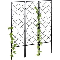 12x Garden Trellises, for Plugging, Creeper for Climbing Plants, Privacy Screen, Metal, HxW: 122 x 31cm, Black - Relaxdays