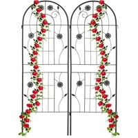Relaxdays - Garden Trellis, Set of 2, HxW 150 x 50 cm, Metal, Support for Climbing Plants, Ground Stake, Rose Frame, Black