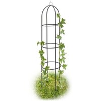 Relaxdays - 4x Metal Obelisk, Trellis for Climbing Plants, 1.9 m, Steel Support, For Roses and Flowers, Weatherproof, Green