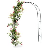 2x Metal Rose Arch, Growth Support for Climbing Plants, 240 x 140 cm, Dark Green