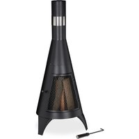 Relaxdays - Patio Heater with Spark Screen Door, Decorative Fire Pit, Garden Brazier, For Wood, 120 x 45 cm, Steel, Black