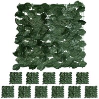 24 x ivy privacy screen, each mat 50 x 50 cm, artificial hedge for garden and balcony, foliage fence, dark green